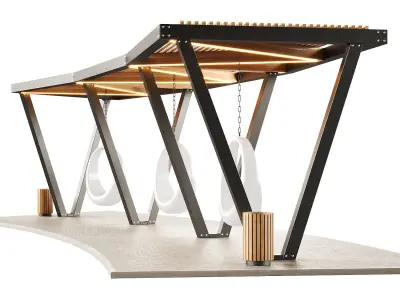 Pergola with swings benches  3D model