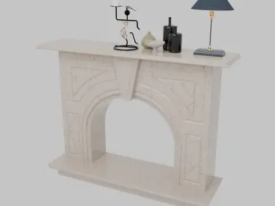  Elegant Decor on a Fireplace Mantel Free 3D model