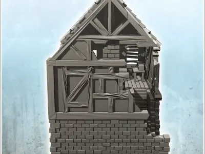 Ruined command post with sandbags and radio 7 - Modern WW2 WW1 W 3D print model