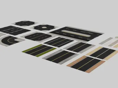 Generic city road asset Low-poly 3D model