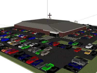 Architecture-Religion-God-Culture-Temple-0292 parking lot wit... 3D model