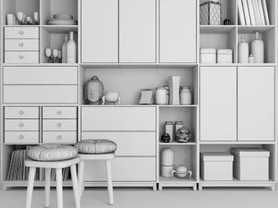 Large wardrobe with decor 3D model