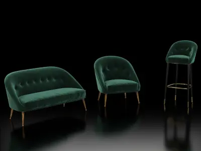 Brabbu Malay armchair sofa and bar chair 3D model