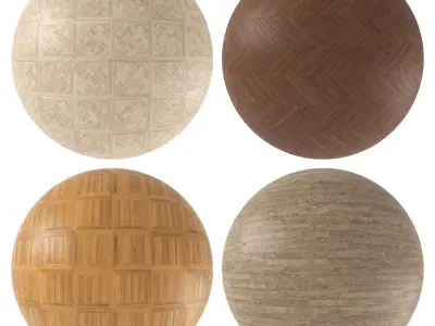 Parquet - Laminate - Wooden floor 4 in 1 3D model 9