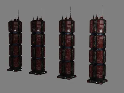 SciFi Cyberpunk Building 04 Low-poly 3D model