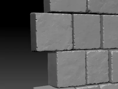 Stone Block Wall  3D model