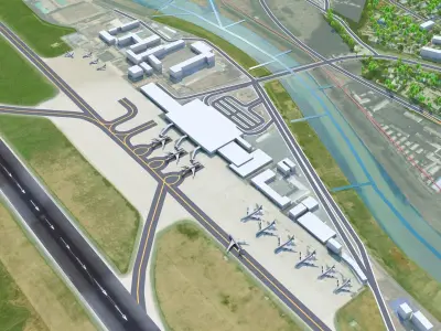 Pyongyang Sunan Airport Low-poly 3D model