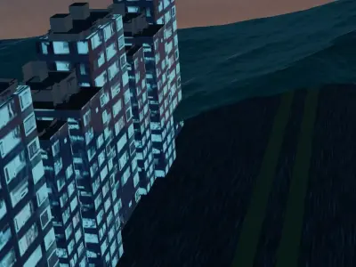 Seaside Skyline Street Low-poly 3D model