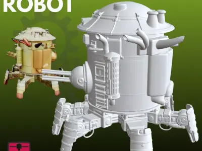 Tin Warrior Robot STL Mechanical 3D Model 3D print model