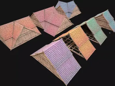 Medieval Tiled Roof for House Low-poly 3D model