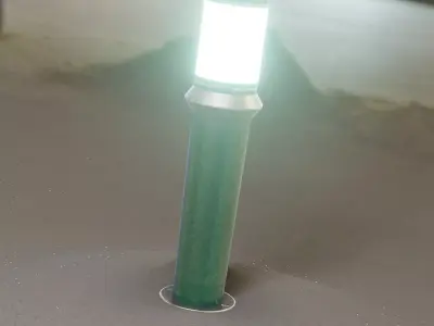 Low-Poly Moss Green Light Column 21 - Street Light Set-9 Low-poly 3D model