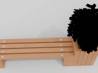 Outdoor Wooden Bench 12 Low-poly 3D model