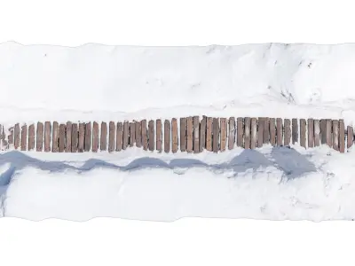 Wooden trail in winter 3D model