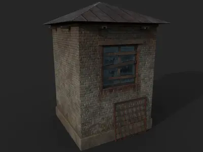 Abandoned Check Point Low-poly 3D model