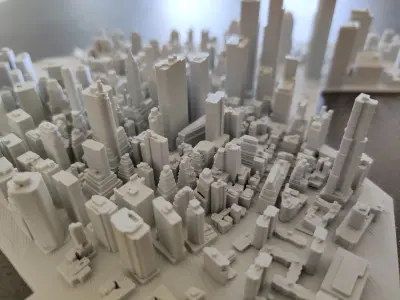 Lower Manhattan NYC 3D print part and Empire State Building 3D print model