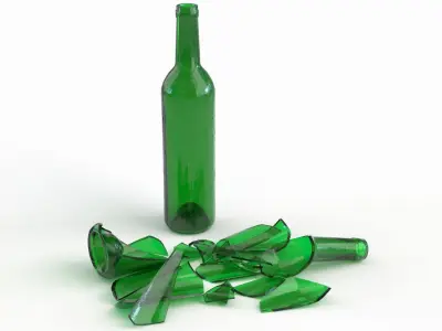 Broken Bottle 750m Low-poly 3D model