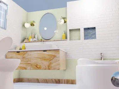 bathroom scene packed with models 3D model