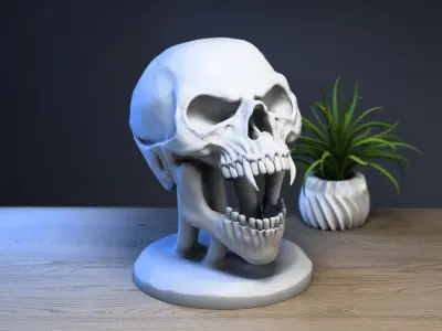 Scream skull Headphone Stand Cyborg Headset Stand 3D print model