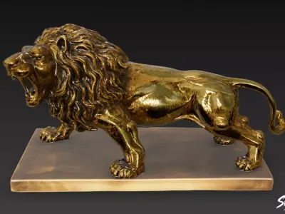 Lion Statue V50 Low-poly 3D model
