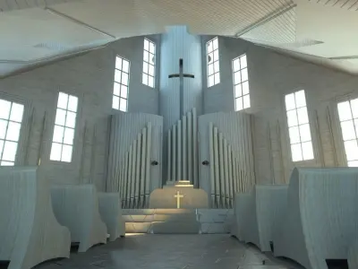 Modern church - exterior interior 3D model