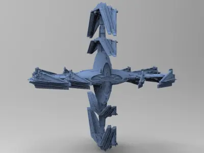 Sci-Fi Ocean Tech ship barrior ship 2 3D model