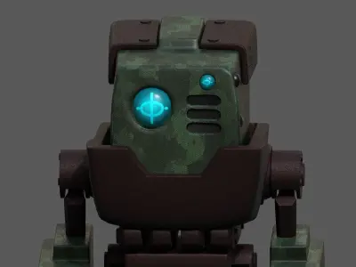 Robot cyborg scifi space millitary fantasy Cartoon design  Low-poly 3D model