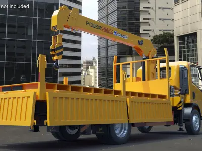  Yellow Truck Crane Manipulator ISUZU NPR 