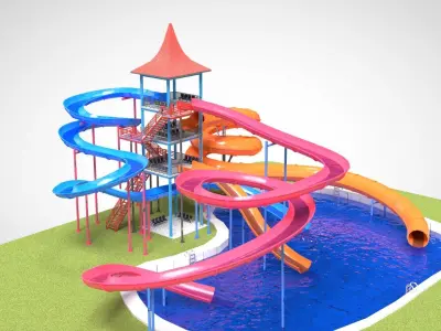 Water Slides Low-poly 3D model