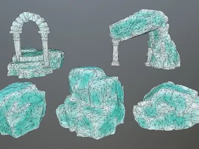 Icy Rock Set Low-poly 3D model