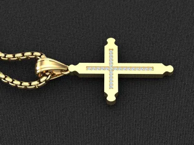 High Cross Pendant Light Gold 18K 3CP087 3D model