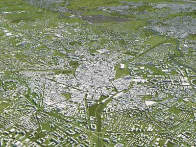 Montpellier France 50x50km 3D City Map 3D model