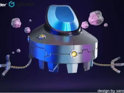 Robot SCI-FI with Arm Low-poly 3D model