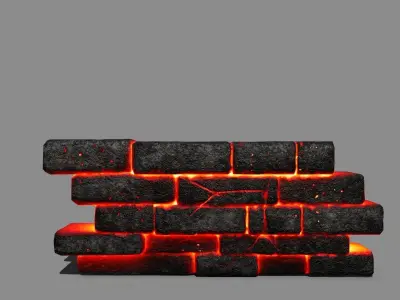 Stone Set arch made of fire Low-poly 3D model