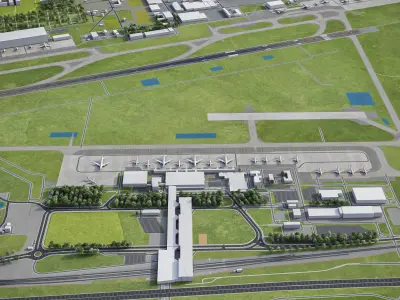 Leipzig - Halle Airport - LEJ Low-poly 3D model