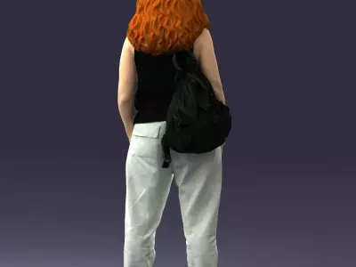 000415 Realistic Woman Casual Street Pose Full Body Scan Low-poly 3D model