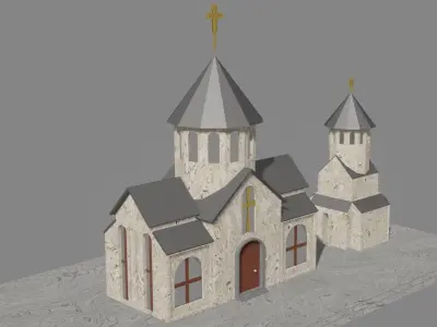 Low poly Armenian church Low-poly 3D model