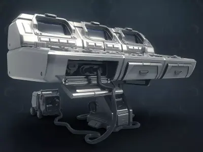 3D Central Computer Control Terminal with Portable Generator  3D model