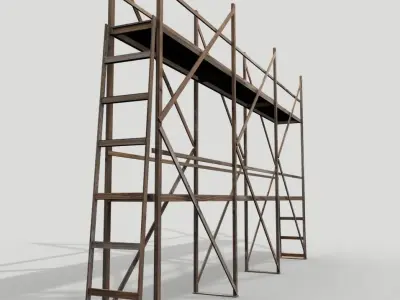 Scaffolding 01 from wood Low-poly 3D model