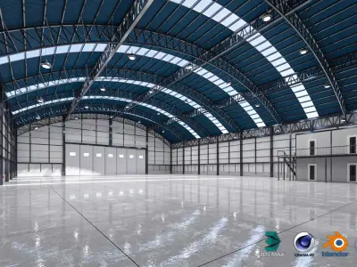Warehouse 1 with roofs 3D model
