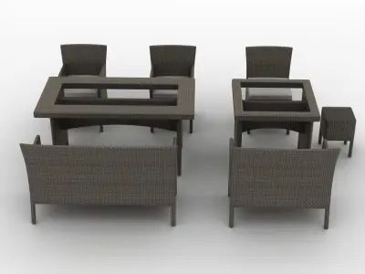 Rattan Garden Furniture Set 002 3D model