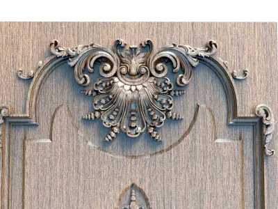 door 1 gold rug with ornate design 3D model