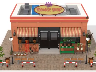 Flower Shop Low-poly 3D model