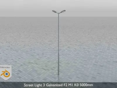 Street Light 3 Galvanized F2 M1 K0 5000mm Low-poly 3D model