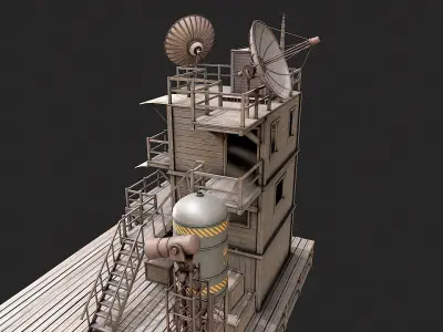 Post Apo Wooden Platform Structure 2 Low-poly 3D model