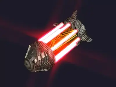 Automatic Piped Spaceship Low-poly 3D model