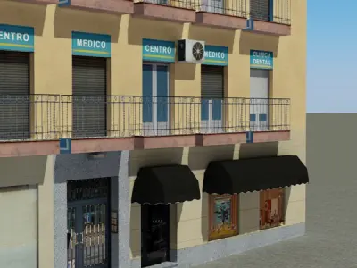 Building with balconies and windows Low-poly 3D model