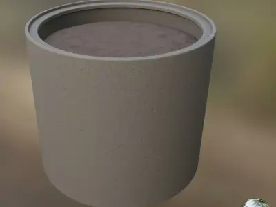 Concrete Pipe Flower Pot 800mm High-Poly 3D model