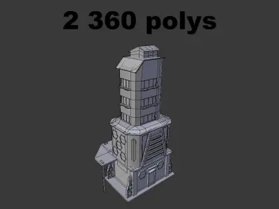 low poly modern building Low-poly 3D model