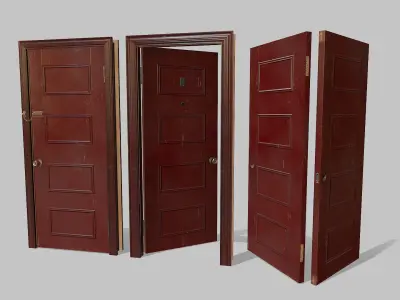 Door red 03 Low-poly 3D model