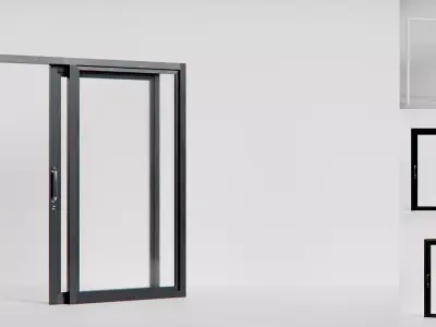 Window with sliding door 220x10x210 Free 3D model